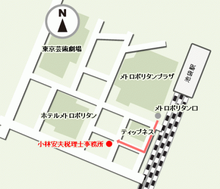 豊島区西池袋_小林安夫税理士事務所の地図
